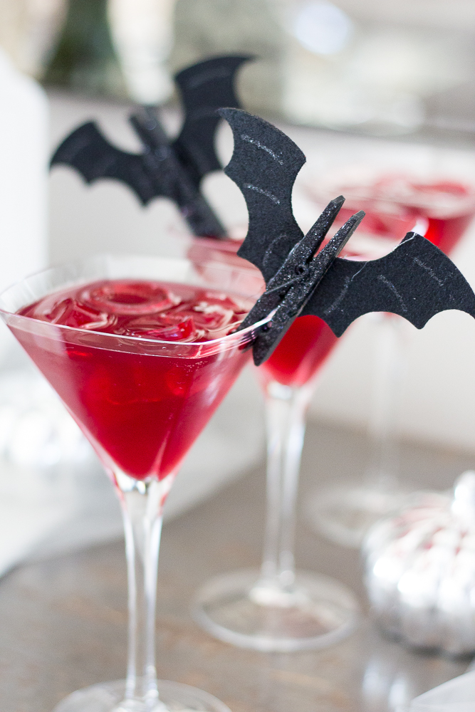 Ghoulish Halloween Bar & Blood Red Vodka Cocktail - Simply J & K